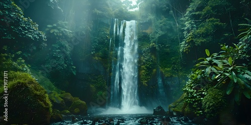 Wallpaper Mural The title can be changed to "A Tranquil Pool Formed by a Majestic Waterfall in a Lush Forest". Concept Waterfall Paradise, Serene Pool, Lush Forest, Tranquil Oasis, Majestic Scenery Torontodigital.ca