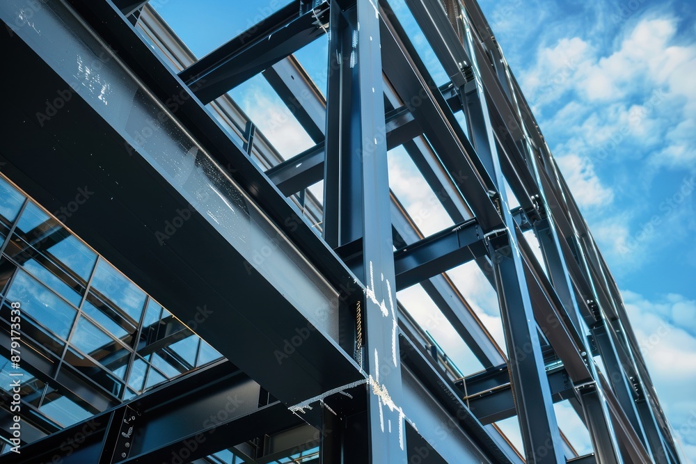 completion of a steel construction project with a focus on the finished structure's architectural details and design completion of a steel construction project with a focus on the finished structure's architectural details and design
