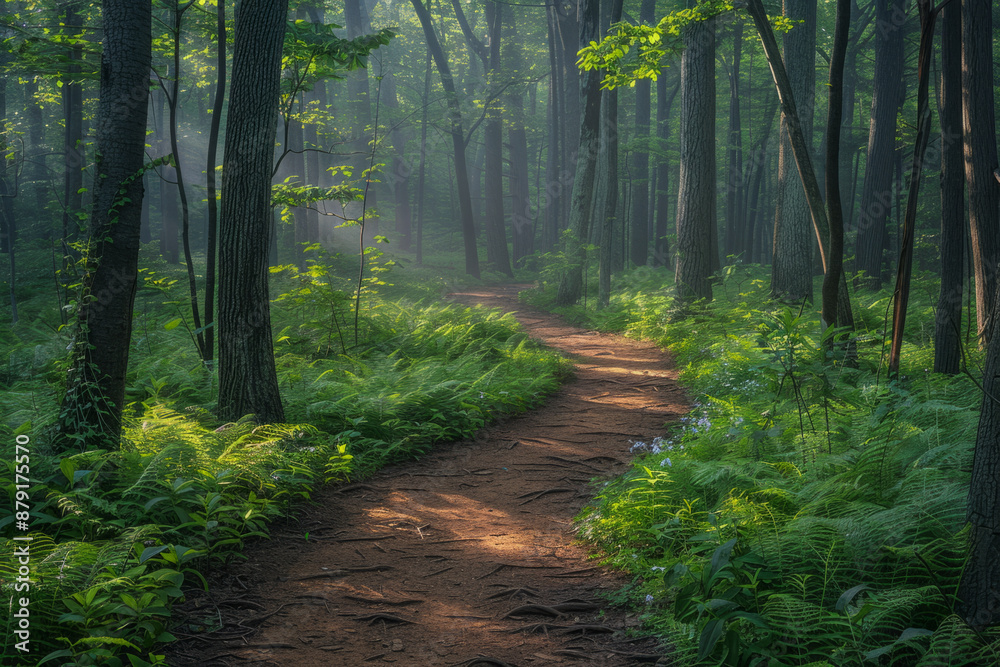 Obraz premium forest line road