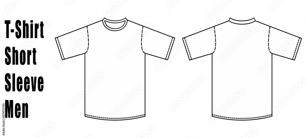 Men's Short sleeve ringer Crew neck T Shirt flat sketch fashion ...