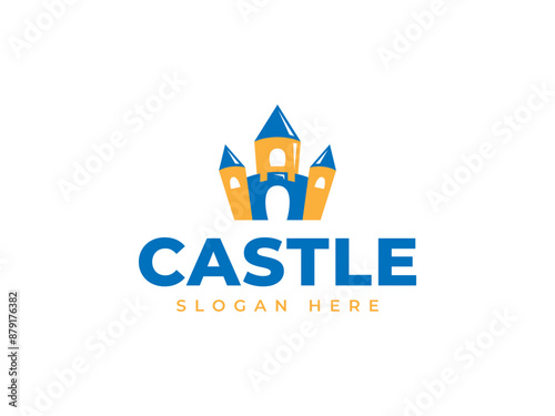 castle logo vector illustration. bounce house logo template
