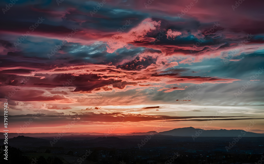 Fototapeta premium Clouds Floating in the Sunset