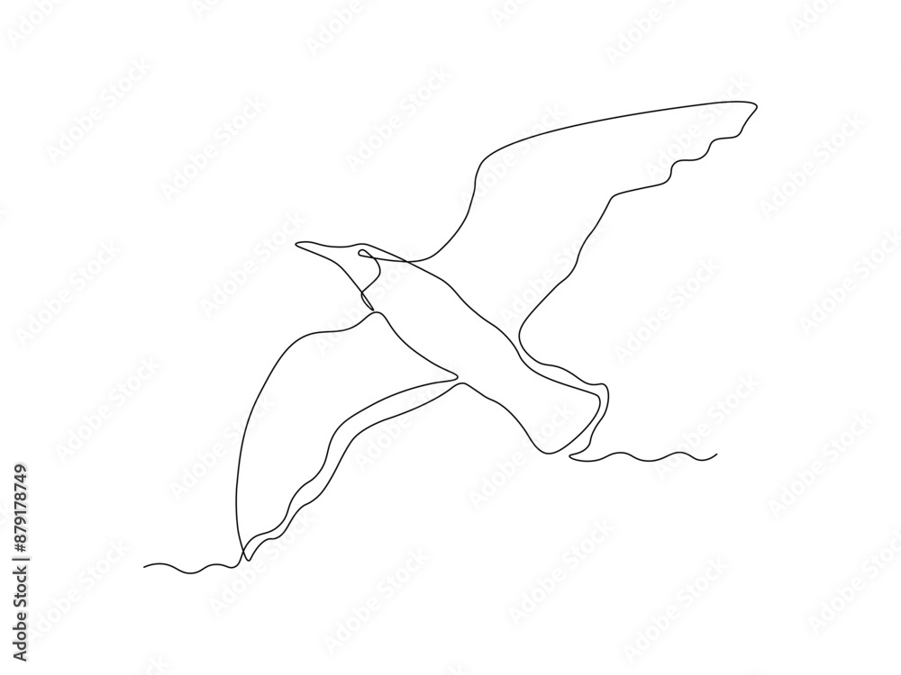 Abstract seagull bird, continuous single line art hand drawing sketch Abstract seagull bird, continuous single line art hand drawing sketch