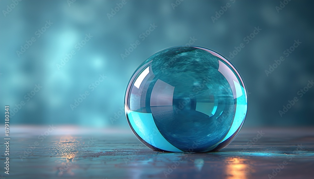 glass sphere on blue background glass sphere on blue background
