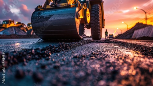 a road construction worker using heavy machinery