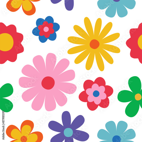 flower floral seamless repeat pattern. this is a  colorful flower vector illustration. Design for decorative, wallpaper, shirts, clothing, tablecloths, blankets, wrapping, texture, textile, fabric  