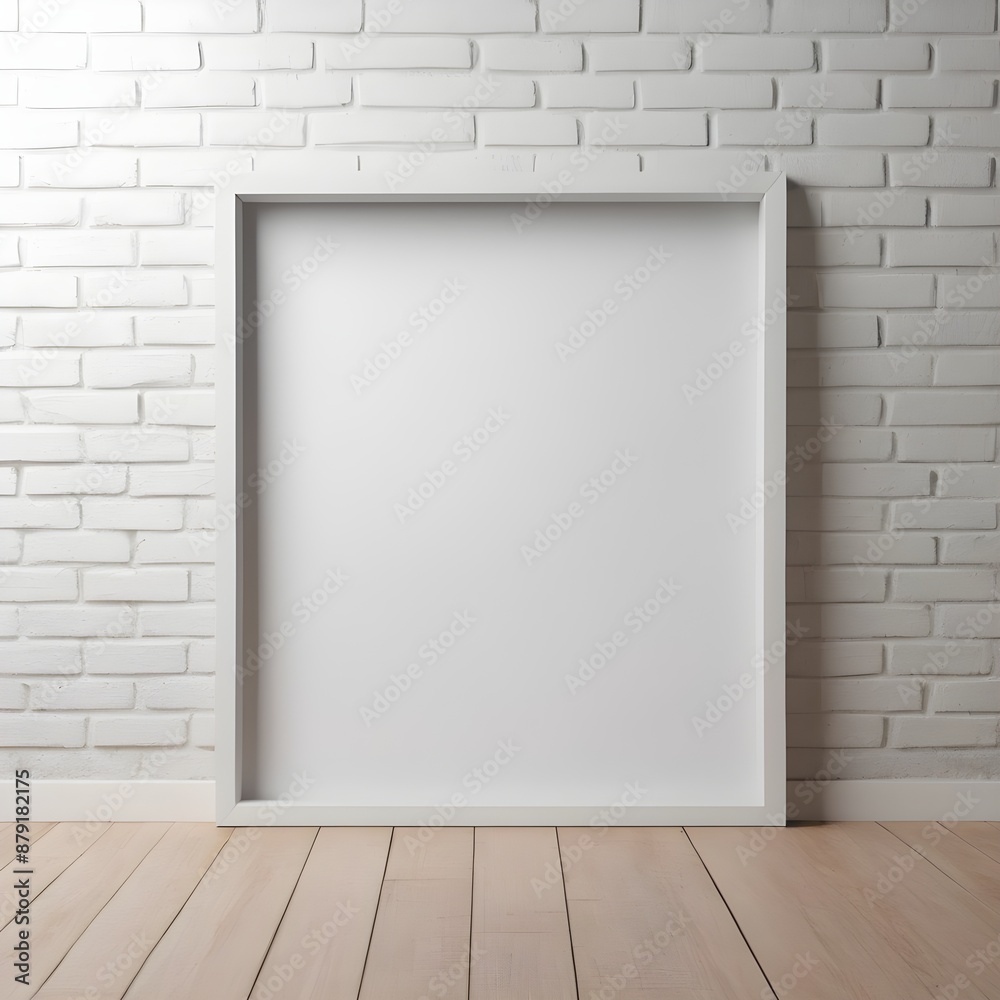 Frame hanging on a white wall mockup. Mockup for poster, picture, painting Frame hanging on a white wall mockup. Mockup for poster, picture, painting