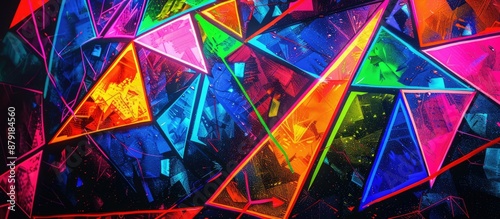 Abstract geometric artwork with vibrant colors, dynamic shapes, and captivating design elements, visually appealing AIG62