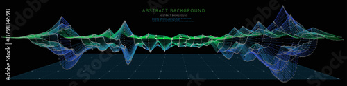 Abstract  background color graph audio from points  and noisy lines. Technology wireframe concept  virtual data audio.  Banner for business, science and technology data analytics. Big Data.