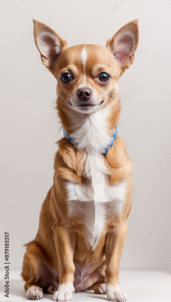 Portrait of a Chihuahua Simple Grey Background with Studio Lighting Portrait of a Chihuahua Simple Grey Background with Studio Lighting