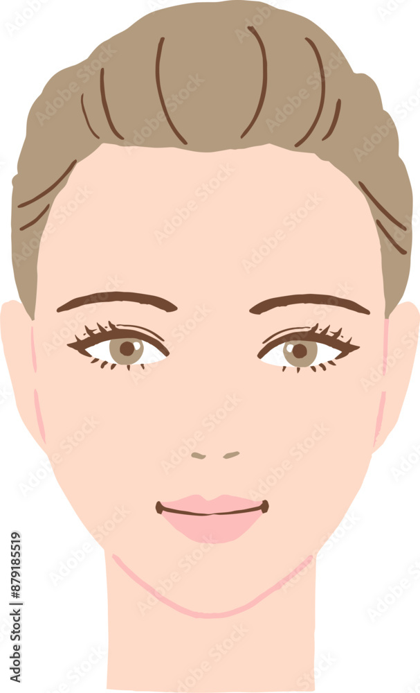 正面を向いた女性の顔のベクターイラスト