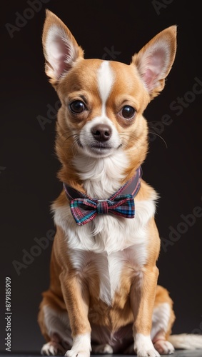 Portrait of a Chihuahua Simple Grey Background with Studio Lighting