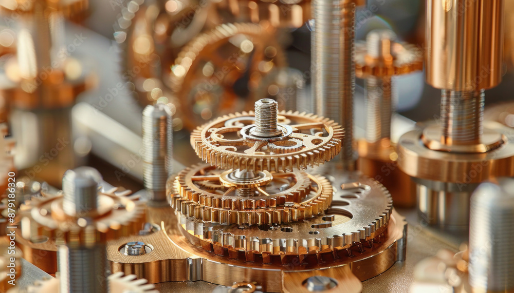 An image displaying a detailed view of multiple gears inside a mechanical apparatus An image displaying a detailed view of multiple gears inside a mechanical apparatus