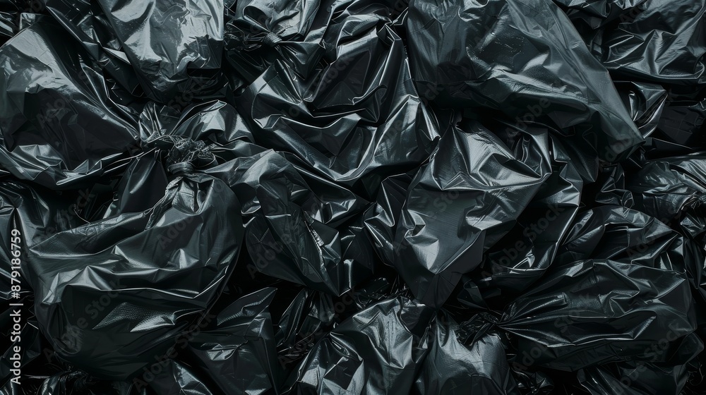 Black plastic bag texture and background,plastic bag for trash waste,Waiting for the rubbish keeper officers to take them away,Waste management,waste management and recycling concept. Black plastic bag texture and background,plastic bag for trash waste,Waiting for the rubbish keeper officers to take them away,Waste management,waste management and recycling concept.