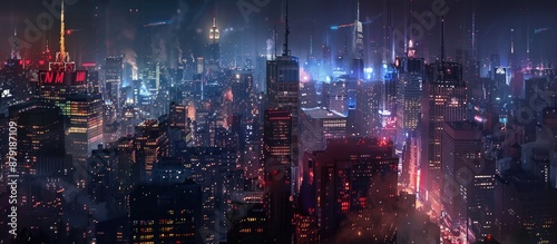 Nighttime View of a Futuristic Cityscape