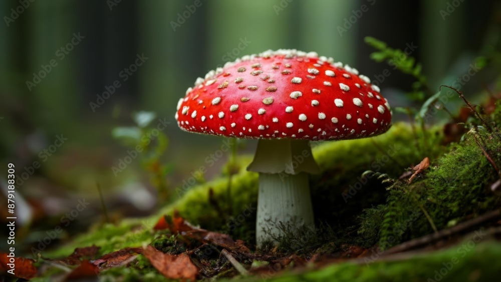 Natures vibrant beauty A closeup of a red and white spotted mushroom Natures vibrant beauty A closeup of a red and white spotted mushroom