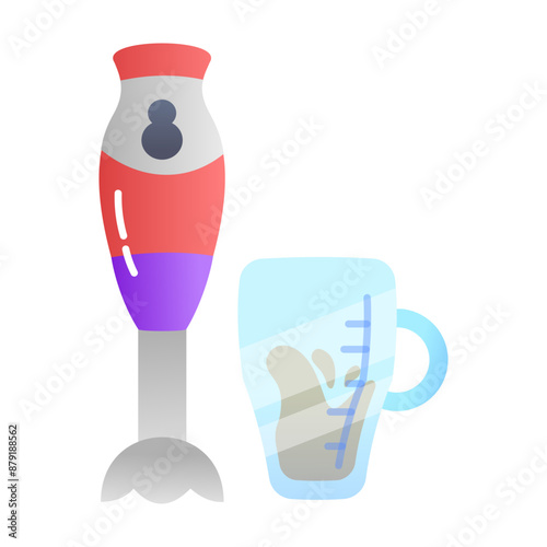 An immersion blender icon designed in flat style 