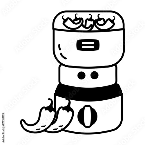 A spice grinder with chillies, glyph icon 
