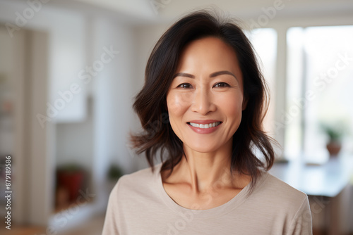 portrait of a mature woman smiling in door