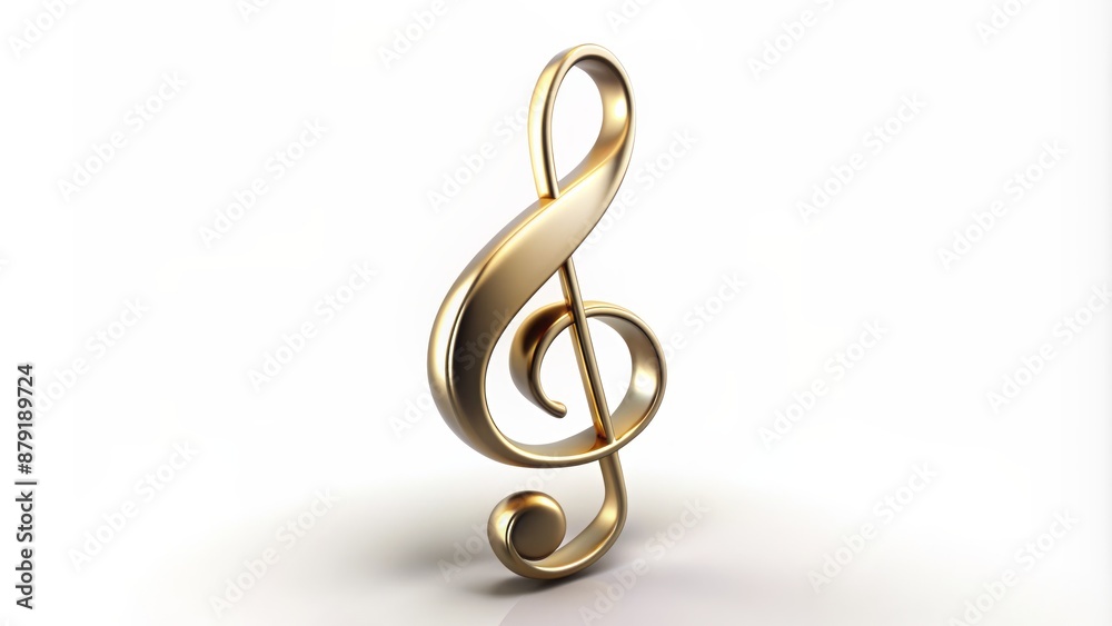 Obraz premium isolated high-resolution musical note against pure white background showcasing elegant curves detailed texture and soft shadow ideal for overlay.