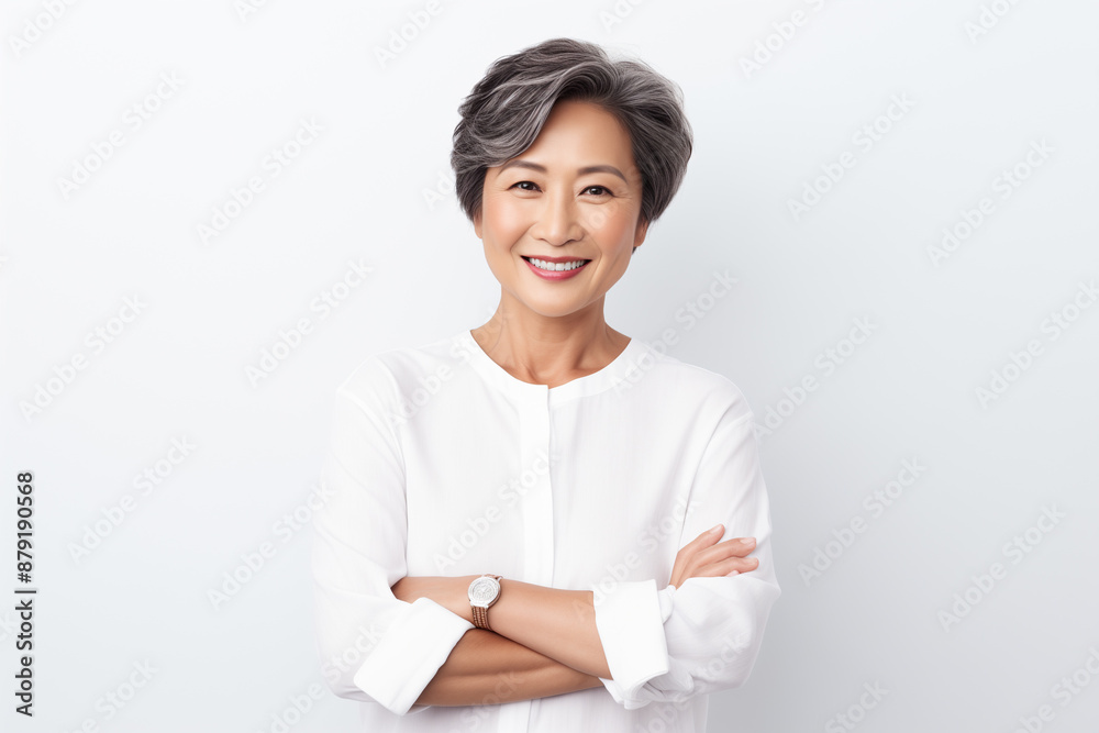 portrait of a smiling asian mature woman portrait of a smiling asian mature woman