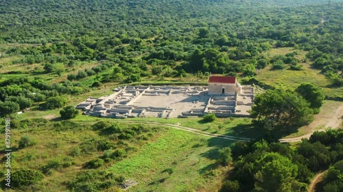 Archeological site Ivinj with Saint Martin Church in Pirovac, Croatia photo