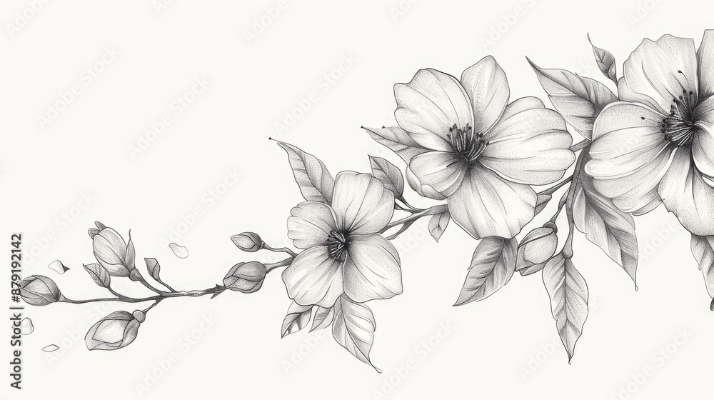 Fototapeta premium Hand drawn floral branch design