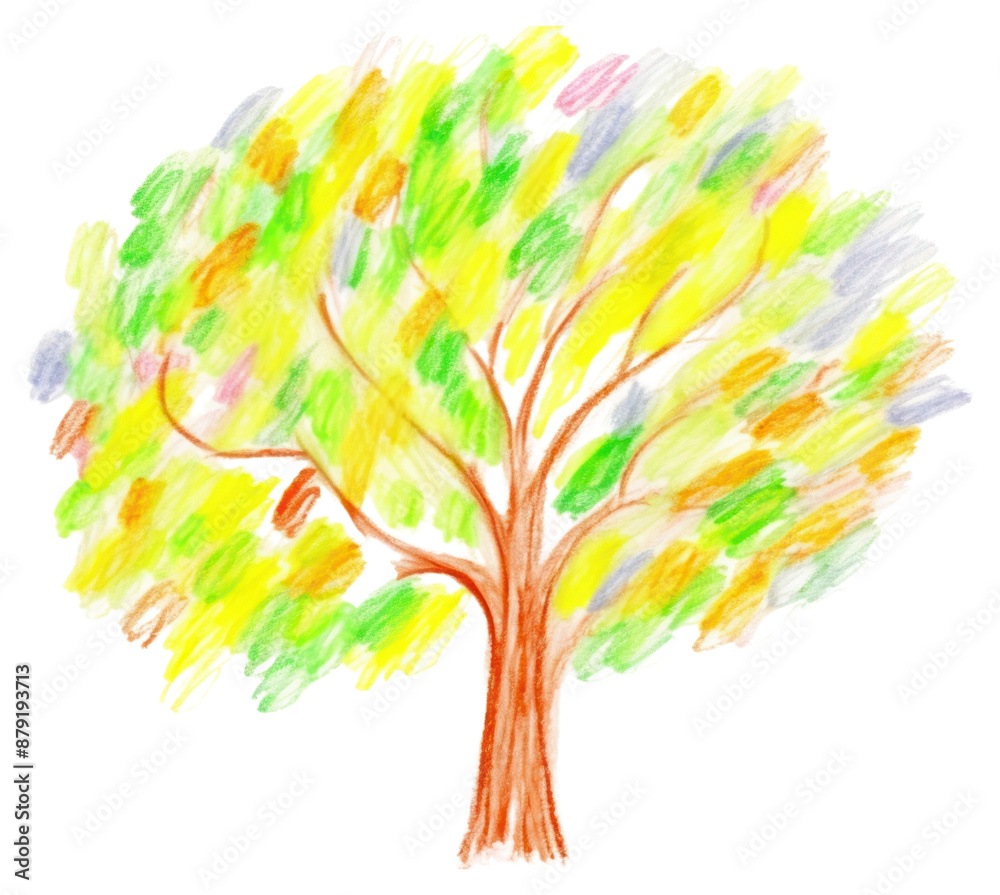Naklejka premium PNG Tree drawing painting sketch.