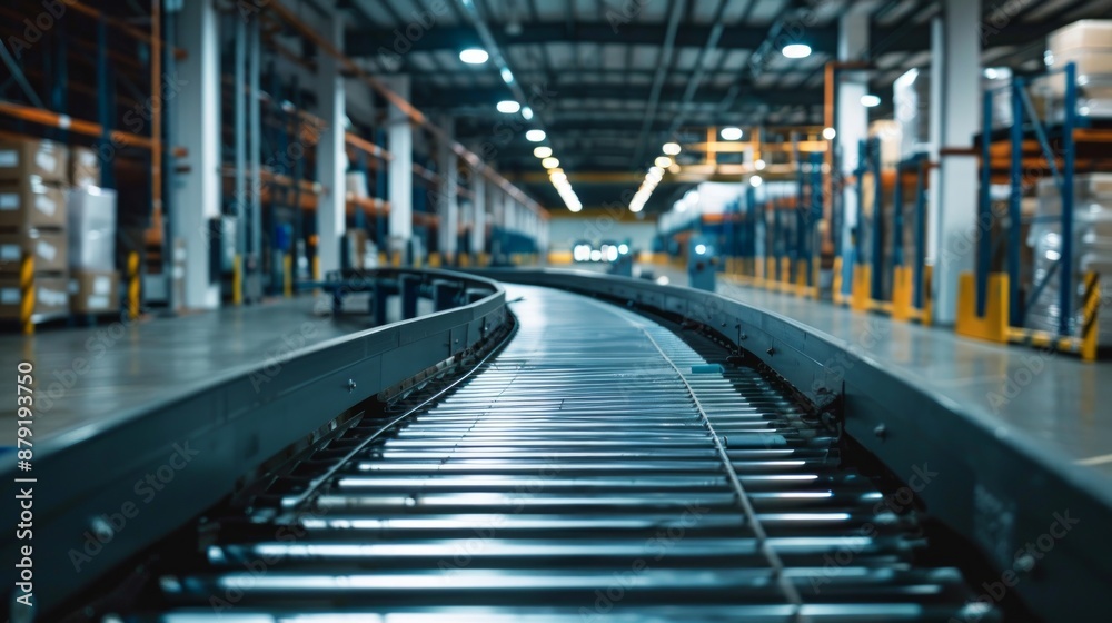 Conveyor Belt in a Modern Warehouse