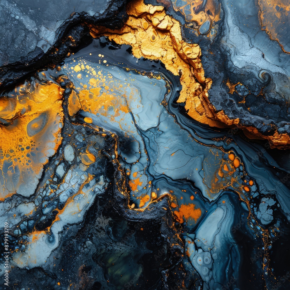 Naklejka premium Elegant Abstract Liquid Acrylic Painting with Gold Veins