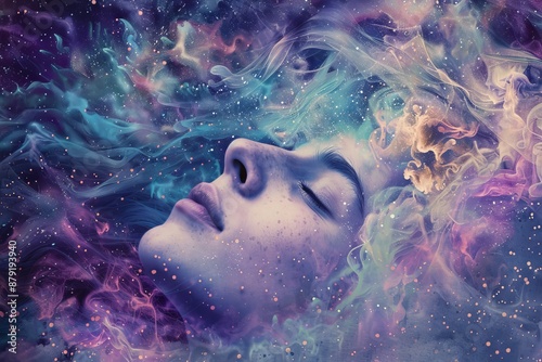 illustration of a lucid dream , deep sleep , sleeping, dreaming photo