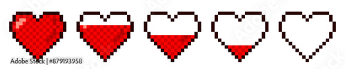 The symbols of a red pixel hearts.