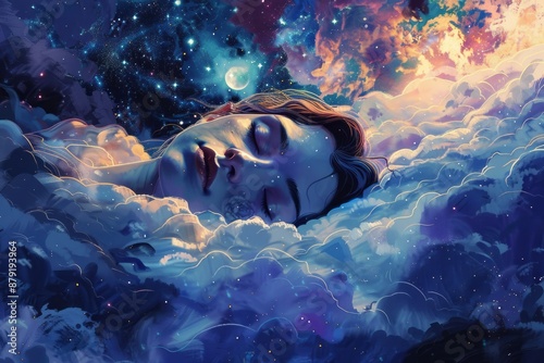 illustration of a lucid dream , deep sleep , sleeping, dreaming photo