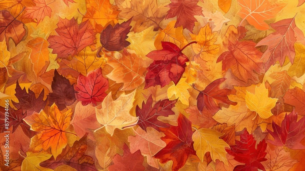 A vibrant collection of autumn leaves 