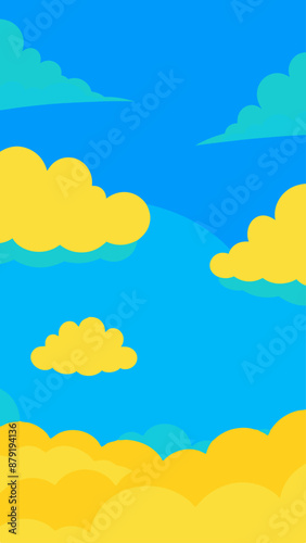 The azure sky has fluffy cumulus clouds, giving a serene atmosphere