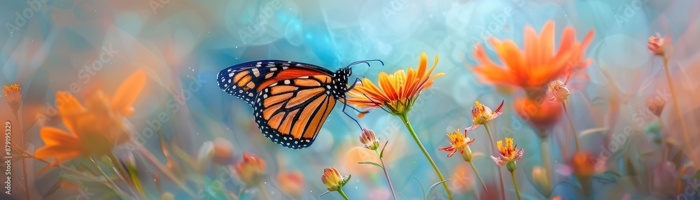 Fototapeta premium A vibrant monarch butterfly 