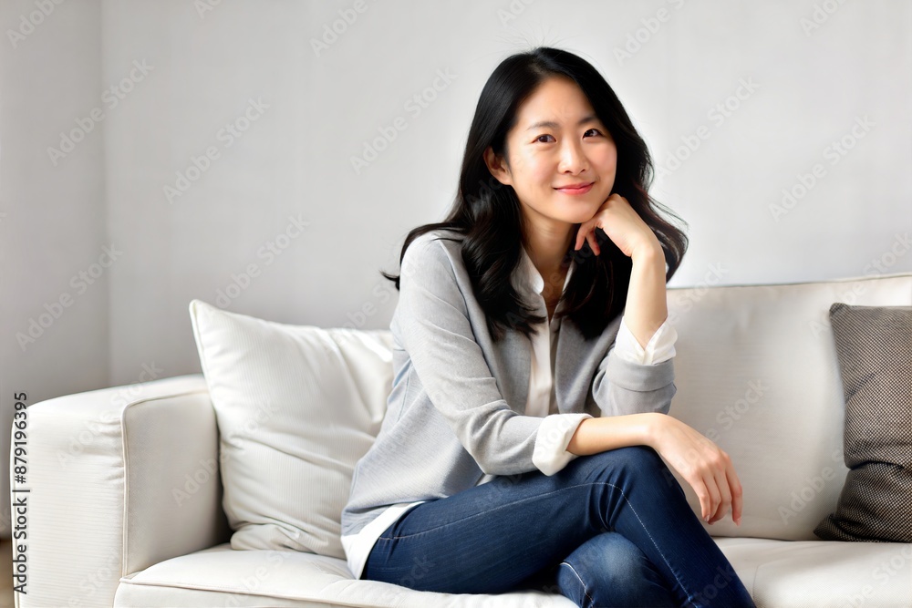 Asian Woman in Casual Wear Sitting on Sofa
Asian Woman in Casual Wear Sitting on Sofa