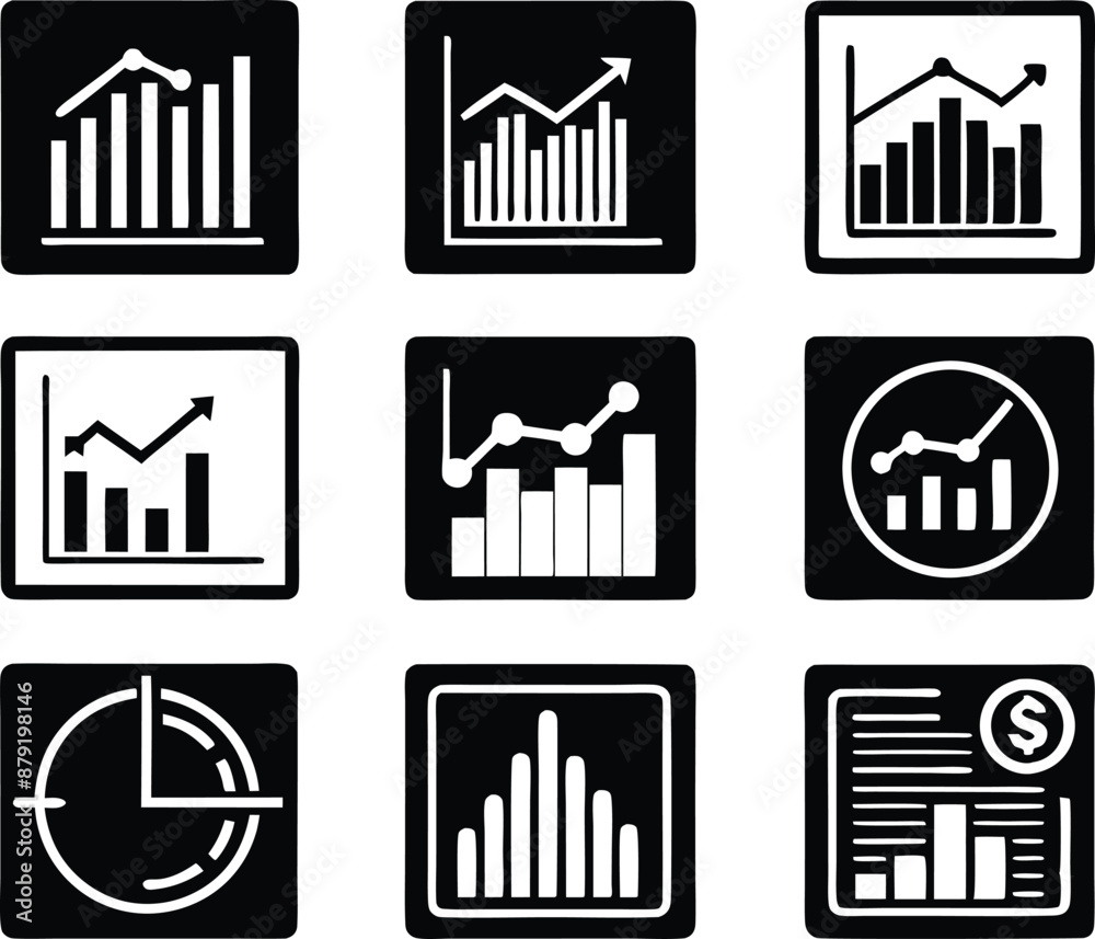 set of statistics icon illustration. business, chart, graph, statistics, data, finance, investment, concept, analysis set of statistics icon illustration. business, chart, graph, statistics, data, finance, investment, concept, analysis