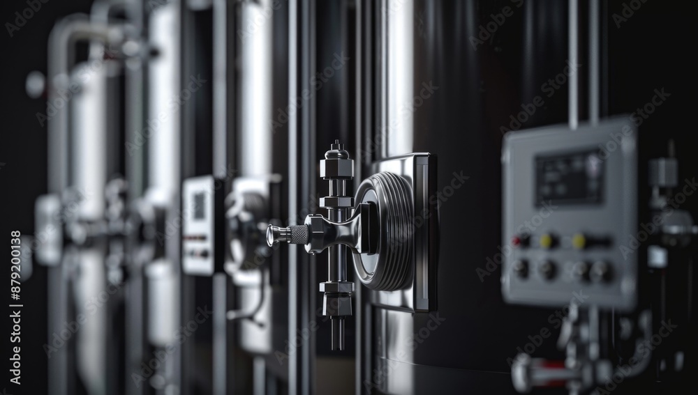 Modern beer production equipment. Modern beer production equipment.