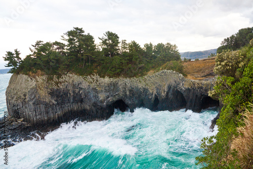 View of Yobuko cliff at Nanatsugama national park in Karatsu onsen , Saga Prefecture, Japan photo