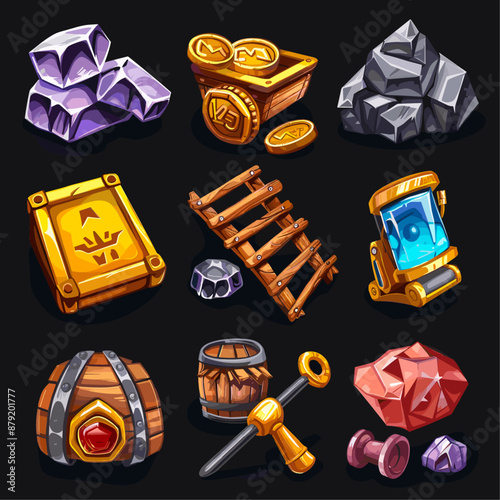Game Assets. Mining and Treasure Collection Set