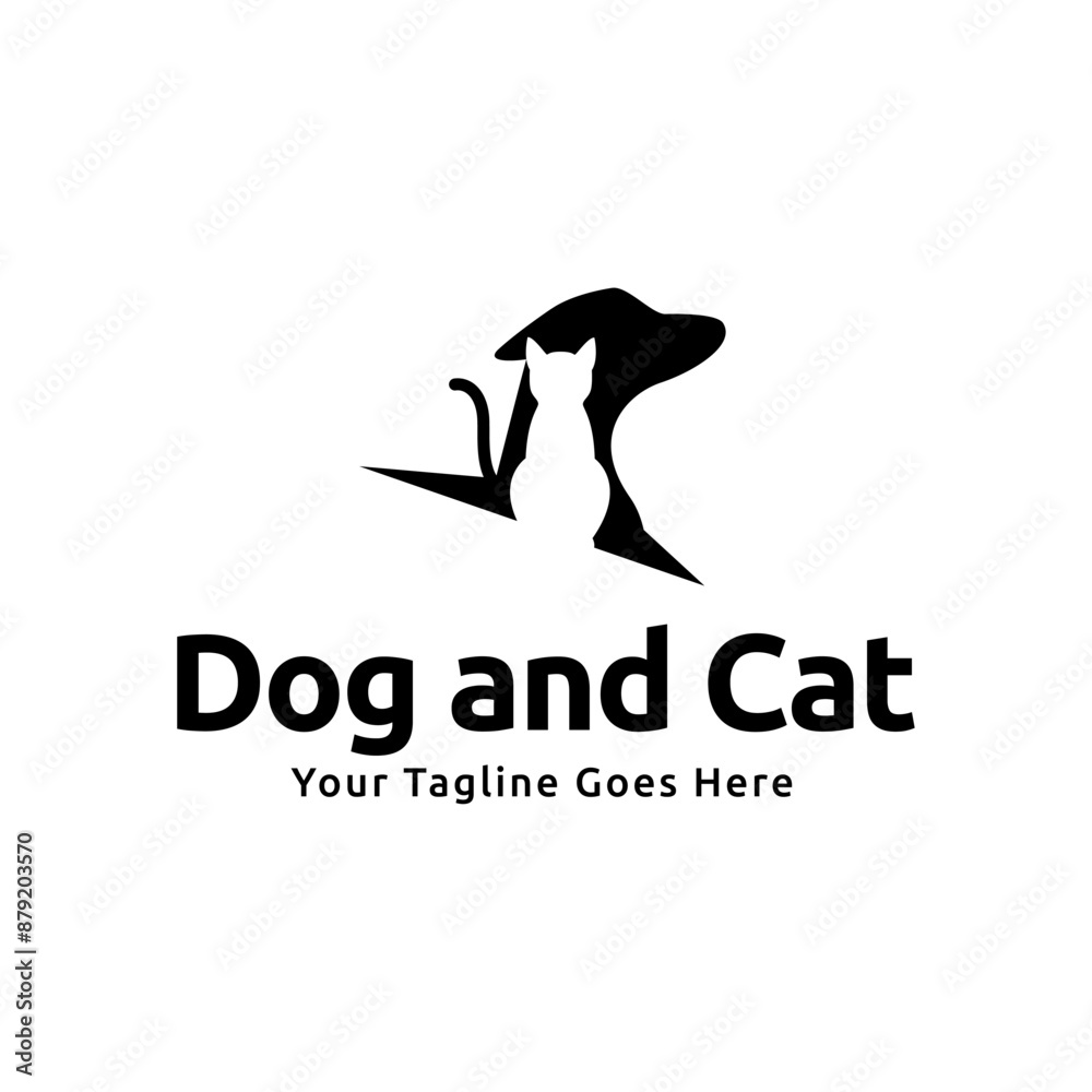 Naklejka premium Dog and cat logo design. pet care concept element