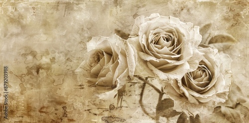 Vintage Roses on a Grunge Background