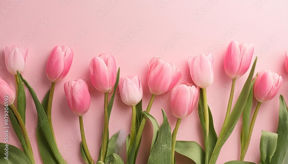 Pink Tulips on Pink Background - Beautiful Flowers for Spring - Colored Tullips - Background for Mother's Day, Woman's Day, Valentine's Day or Birthday - Space for Copy or Text Pink Tulips on Pink Background - Beautiful Flowers for Spring - Colored Tullips - Background for Mother's Day, Woman's Day, Valentine's Day or Birthday - Space for Copy or Text
