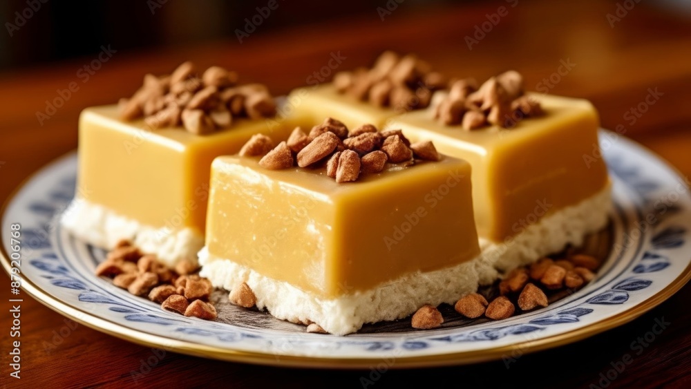 Delicious dessert with a creamy texture and crunchy topping Delicious dessert with a creamy texture and crunchy topping