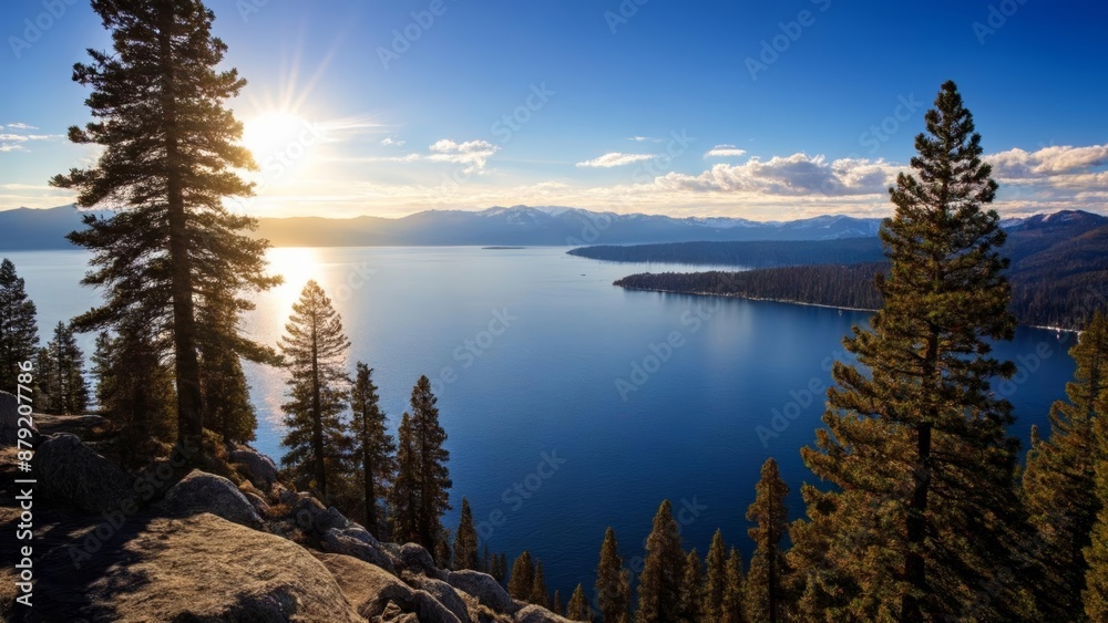 Obraz premium Serene mountain lake at sunrise