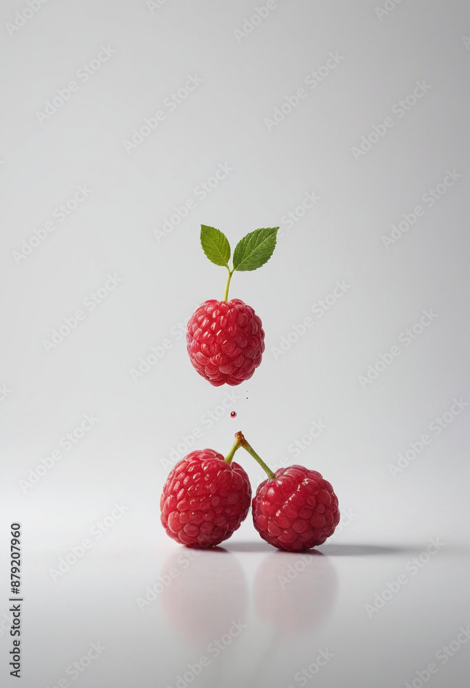 Raspberry, minimalist shot, food photography, clean simple background, advertising shot, volumetric light, white background Raspberry, minimalist shot, food photography, clean simple background, advertising shot, volumetric light, white background