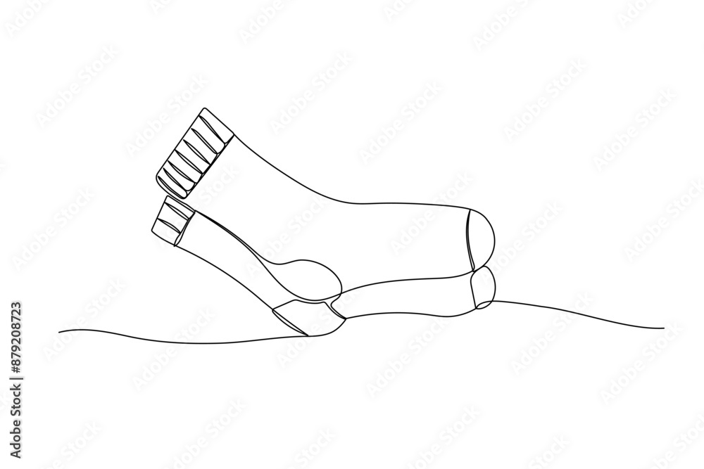 Obraz premium Socks one line illustration. Continuous outline doodle art