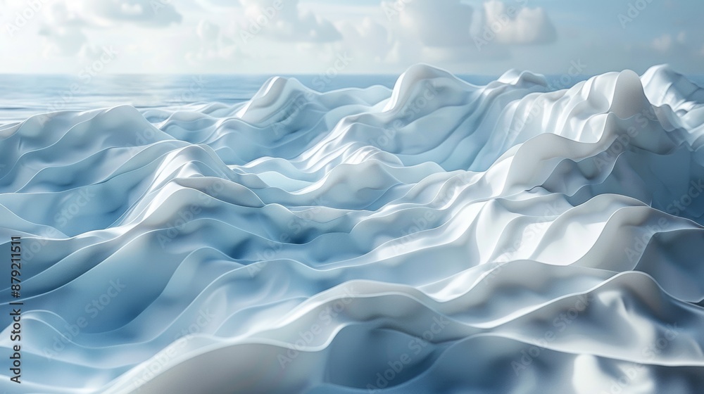 Paper art work White paper beach with gentle waves and a distant horizon. Paper art work White paper beach with gentle waves and a distant horizon.