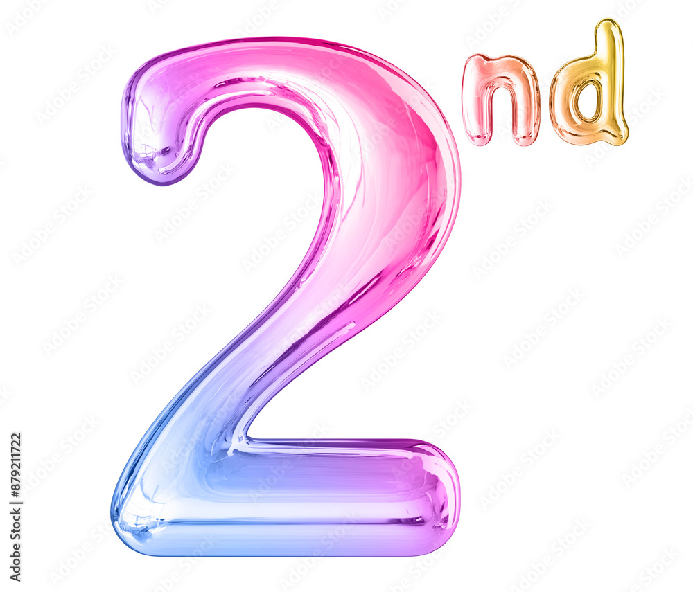 2nd Anniversary Gradient Number 3D